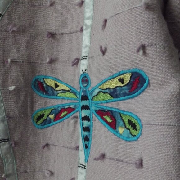 Vintage Jacket Daniel K NY Pink Cotton Jacket with Butterfly applique LARGE - Picture 3 of 15
